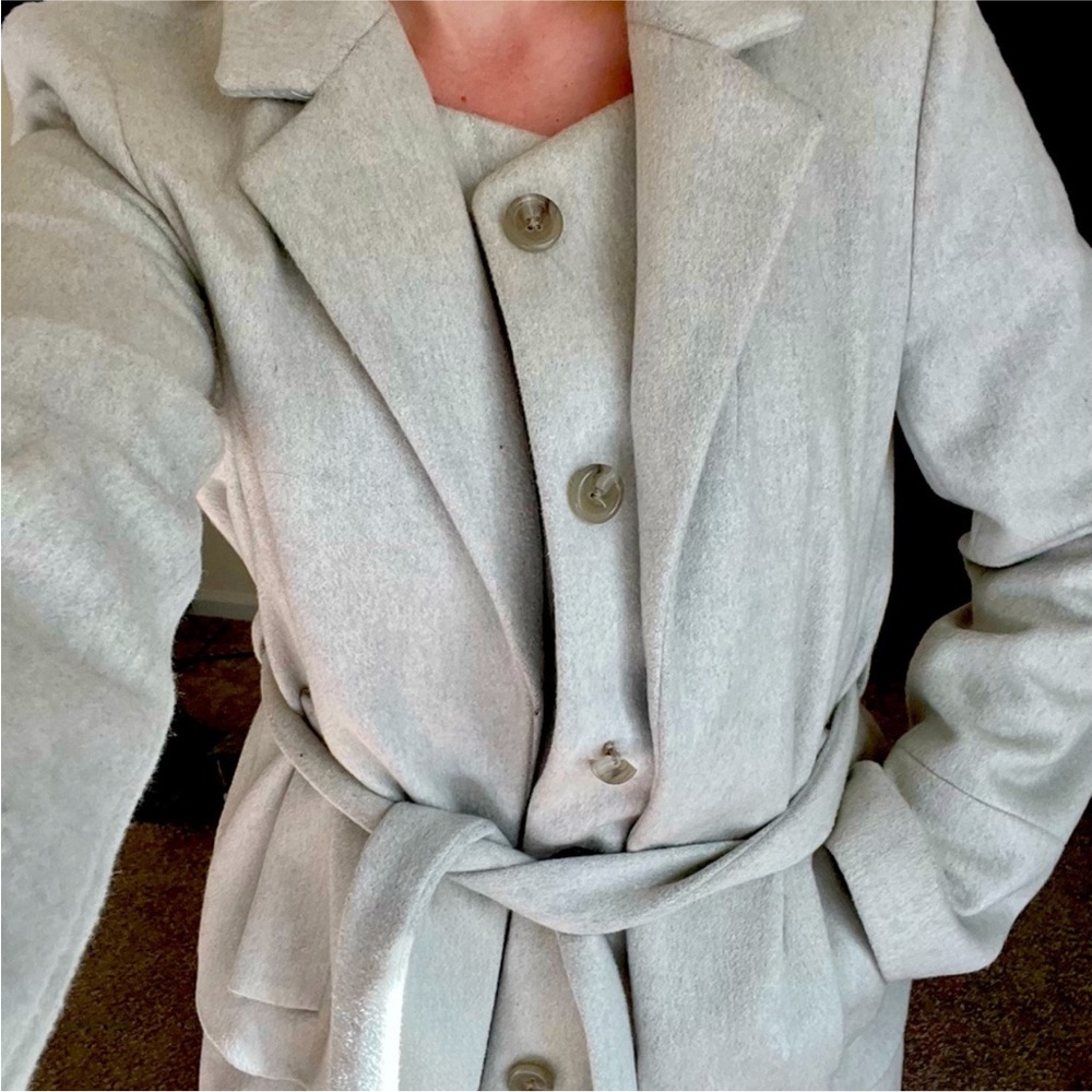 RARE J. CREW Belted Wool Peacoat Nello Gori Light Gray - 6